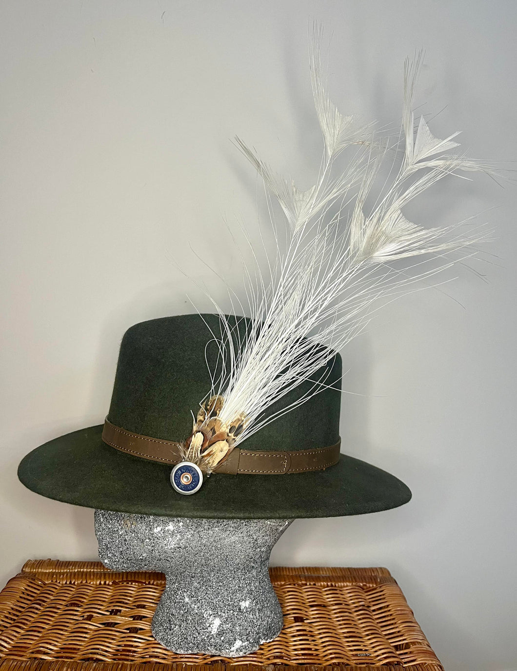 White Peacock Feather Hat Pin