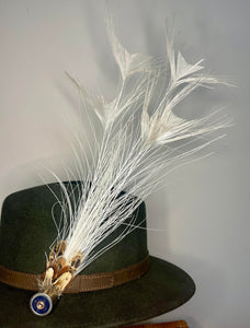 White Peacock Feather Hat Pin