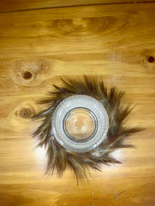 Fluffy Pheasant Feather Candle Holder Wreath