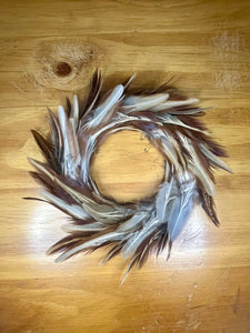 Large Pheasant Feather Candle Holder Wreath