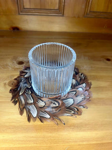 Pheasant Feather Candle Holder Wreath