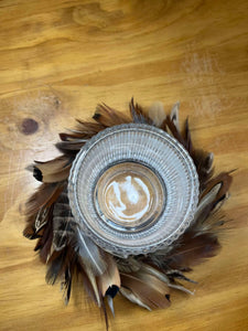 Mixed Feather Candle Holder Wreath