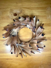 Load image into Gallery viewer, Orange Pheasant Feather Candle Holder Wreath
