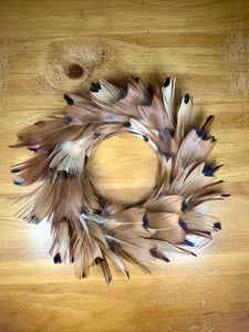 Orange Pheasant Feather Candle Holder Wreath