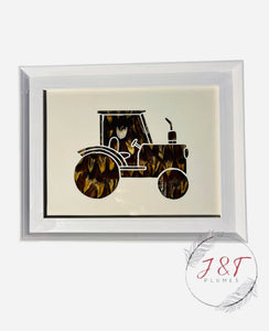 Tractor pheasant feather photo frame